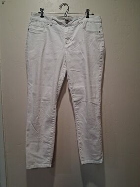 D Jeans Twill High Waist Ankle‎ Jeans Size 14 White Stretch Skinny Coast Boho